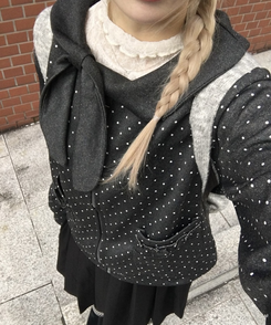 ドットリボンジップアップ CHARCOAL