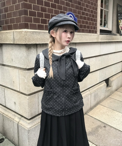 ドットリボンジップアップ CHARCOAL