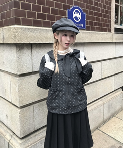 ドットリボンジップアップ CHARCOAL