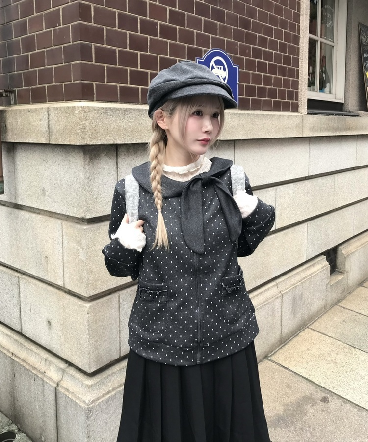 ドットリボンジップアップ CHARCOAL