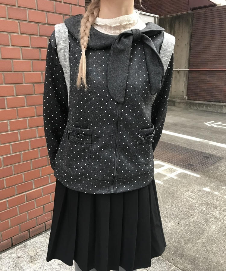 ドットリボンジップアップ CHARCOAL