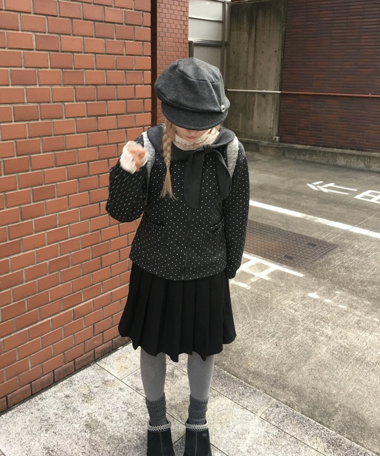 ドットリボンジップアップ CHARCOAL