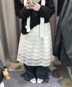 로망도트러플 쉬폰 스커트 아이보리