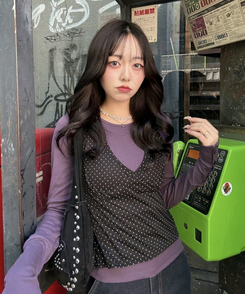 ドット柄レイヤードビスチェ BLACK