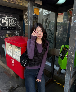 ドット柄レイヤードビスチェ BLACK