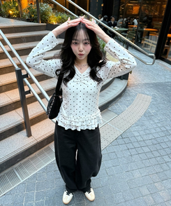 ドットフリルトップス WHITE