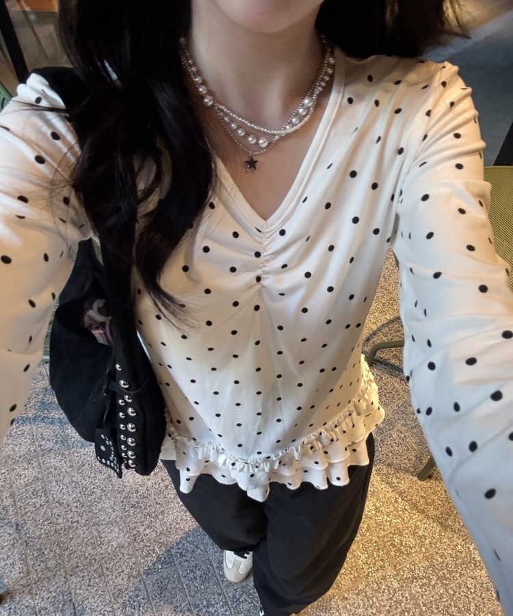 ドットフリルトップス WHITE
