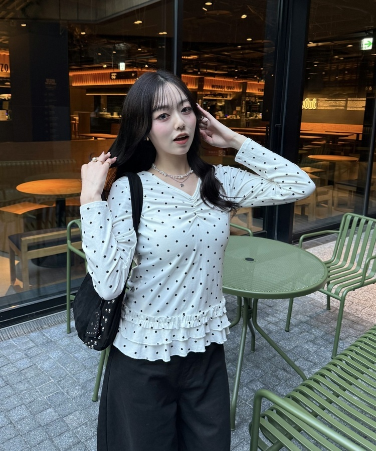 ドットフリルトップス WHITE