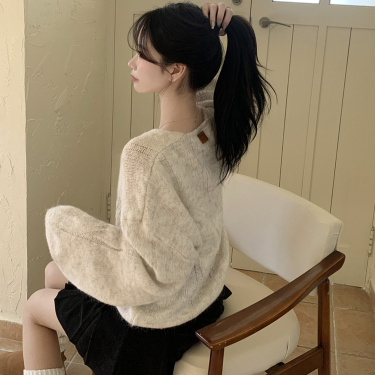 패치포인트 울 모헤어 보카시 브이넥 아방핏 꽈배기 울니트 무지개실 핑크니트 아이보리