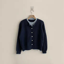 풀하우스 라운드 레이어드아방핏 겨울 긴팔 버튼 니트 가디건 오버핏 아우터