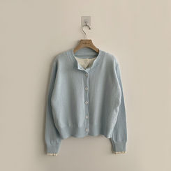 풀하우스 라운드 레이어드아방핏 겨울 긴팔 버튼 니트 가디건 오버핏 아우터