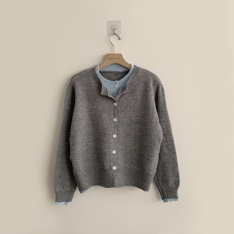 풀하우스 라운드 레이어드아방핏 겨울 긴팔 버튼 니트 가디건 오버핏 아우터