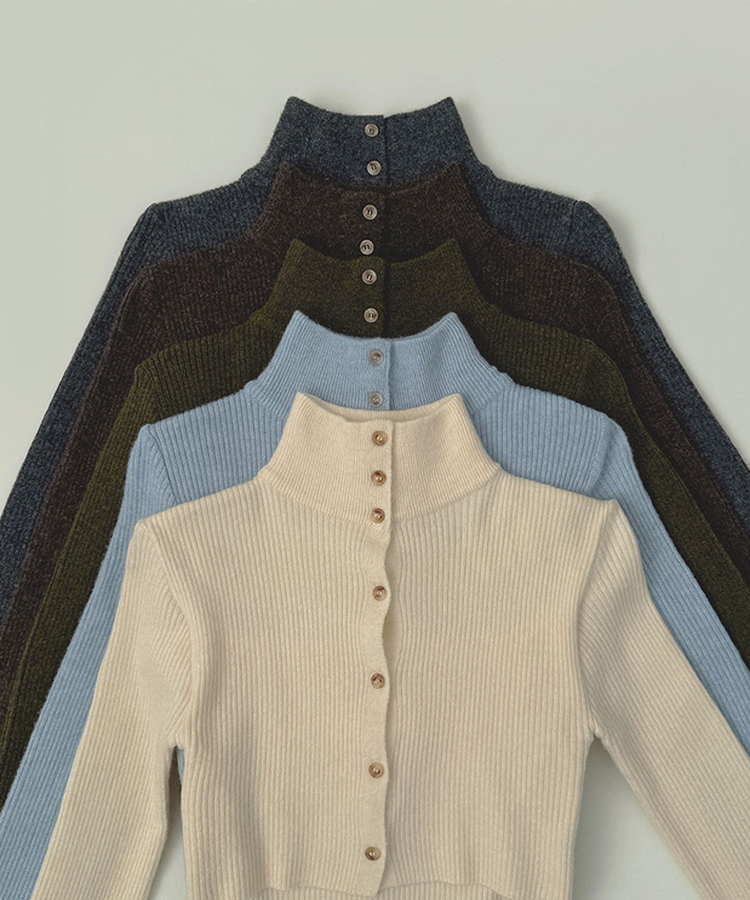 일체형 하이넥 레이어드 니트 셋업