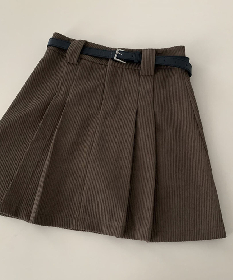 적당한 기장감어반 투핀턱 코듀로이 골덴 플리츠 미니 스커트