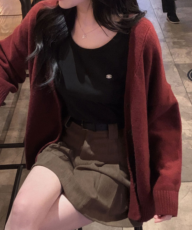 적당한 기장감어반 투핀턱 코듀로이 골덴 플리츠 미니 스커트 브라운