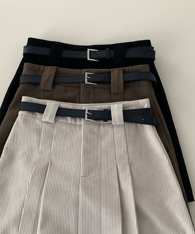 적당한 기장감어반 투핀턱 코듀로이 골덴 플리츠 미니 스커트