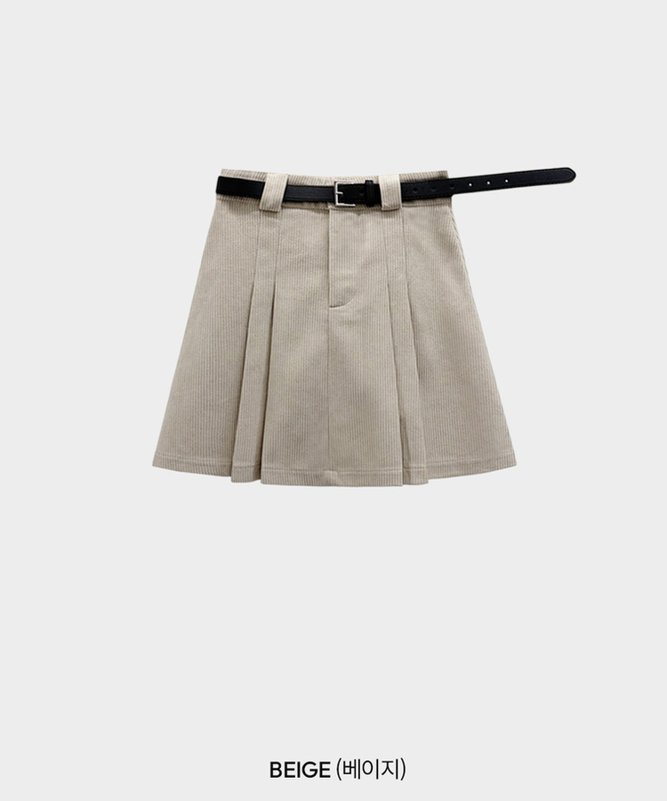 적당한 기장감어반 투핀턱 코듀로이 골덴 플리츠 미니 스커트