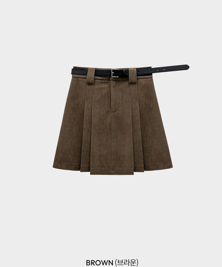 적당한 기장감어반 투핀턱 코듀로이 골덴 플리츠 미니 스커트