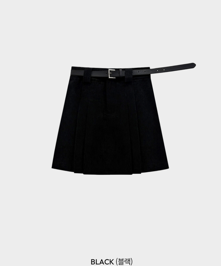 적당한 기장감어반 투핀턱 코듀로이 골덴 플리츠 미니 스커트