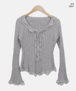 フリルレースカーディガン(5color)