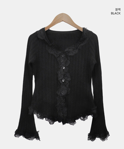フリルレースカーディガン(5color)