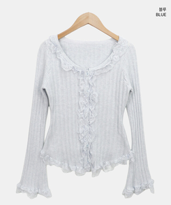 フリルレースカーディガン(5color)