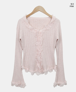 フリルレースカーディガン(5color)