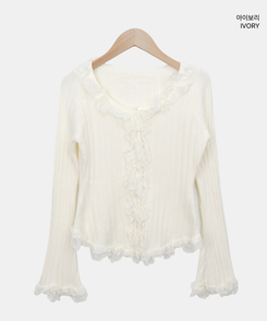 フリルレースカーディガン(5color)