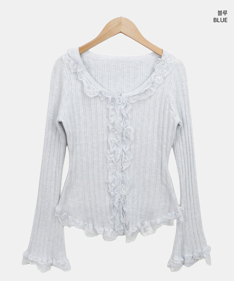 フリルレースカーディガン(5color)