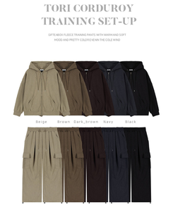 토리 남녀공용 골덴 와이드 조거 투피스 트레이닝 셋업 세트