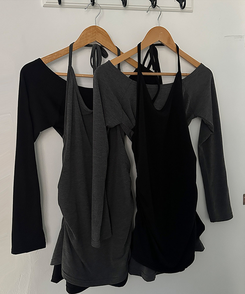 レイヤードオフショルダーワンピース