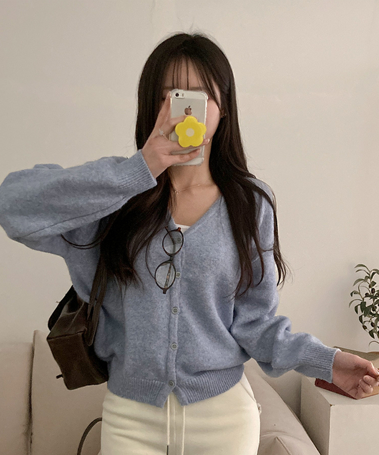 아벨 폭닥 브이넥 울 가디건 진소라