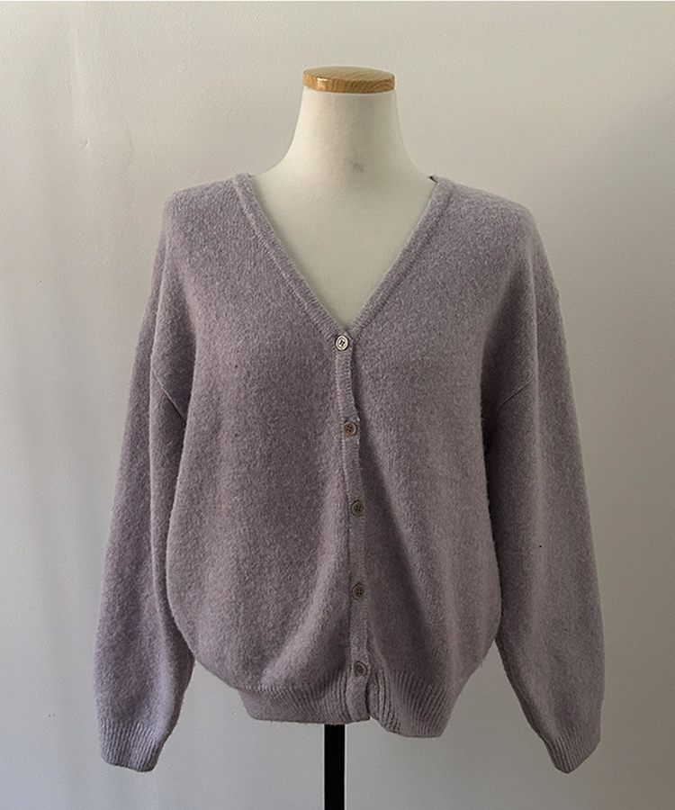 아벨 폭닥 브이넥 울 가디건