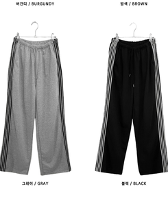 색감추천테리배색트랙라인와이드밴딩롱팬츠