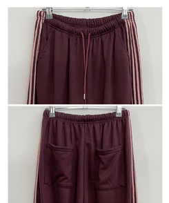 색감추천테리배색트랙라인와이드밴딩롱팬츠