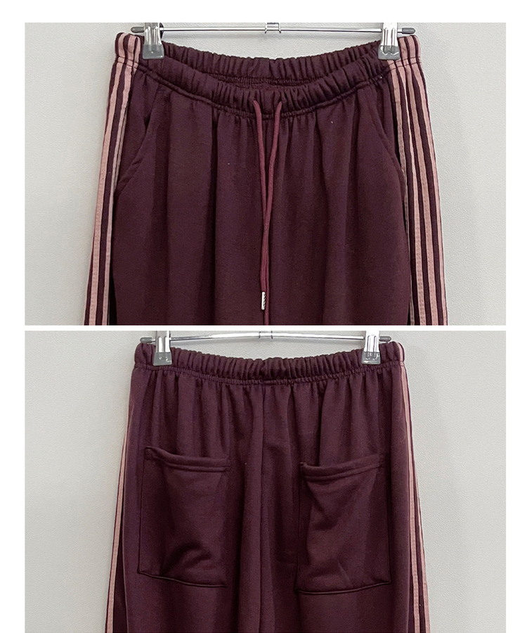 색감추천테리배색트랙라인와이드밴딩롱팬츠