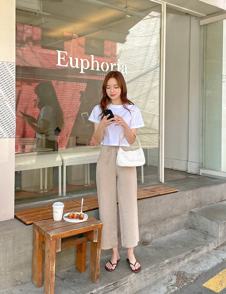 [기획]여름내내 시원해! 와이드 밴딩팬츠 150/160 베이지