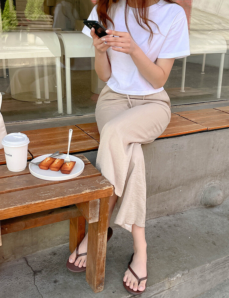 [기획]여름내내 시원해! 와이드 밴딩팬츠 150/160 베이지