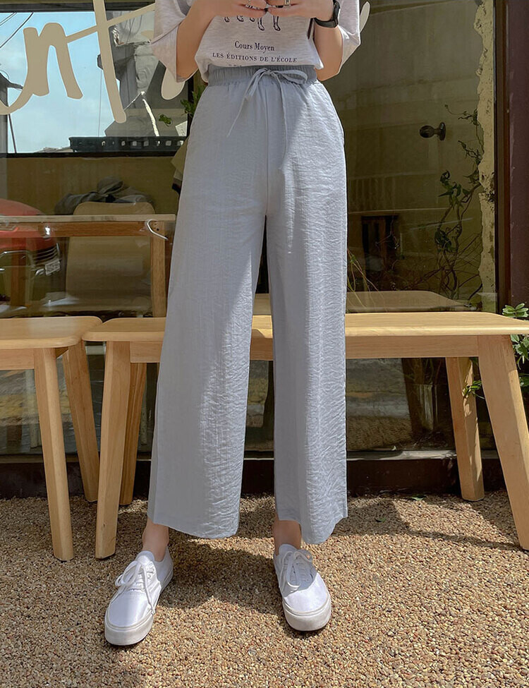 [기획]여름내내 시원해! 와이드 밴딩팬츠 150/160 스카이블루