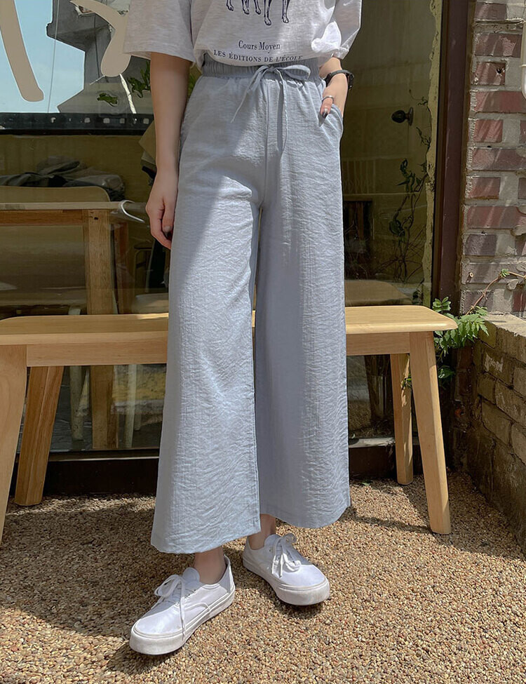 [기획]여름내내 시원해! 와이드 밴딩팬츠 150/160 스카이블루