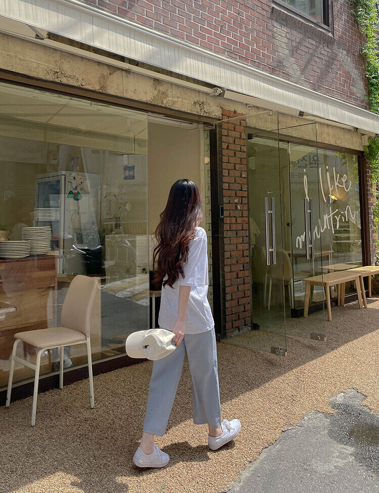 [기획]여름내내 시원해! 와이드 밴딩팬츠 150/160 스카이블루