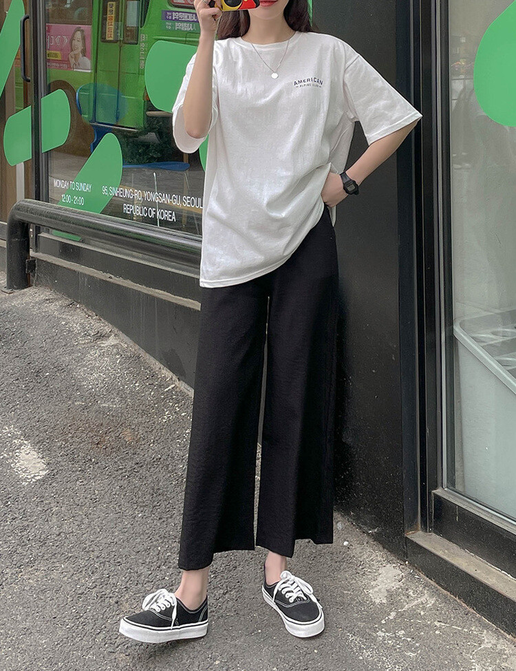 [기획]여름내내 시원해! 와이드 밴딩팬츠 150/160 블랙