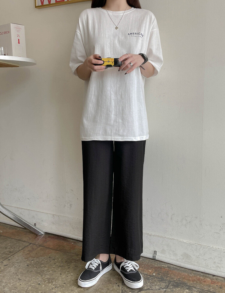 [기획]여름내내 시원해! 와이드 밴딩팬츠 150/160 블랙