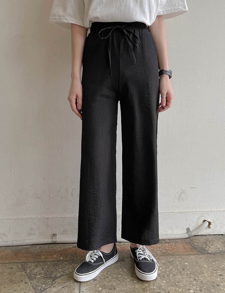 [기획]여름내내 시원해! 와이드 밴딩팬츠 150/160 블랙