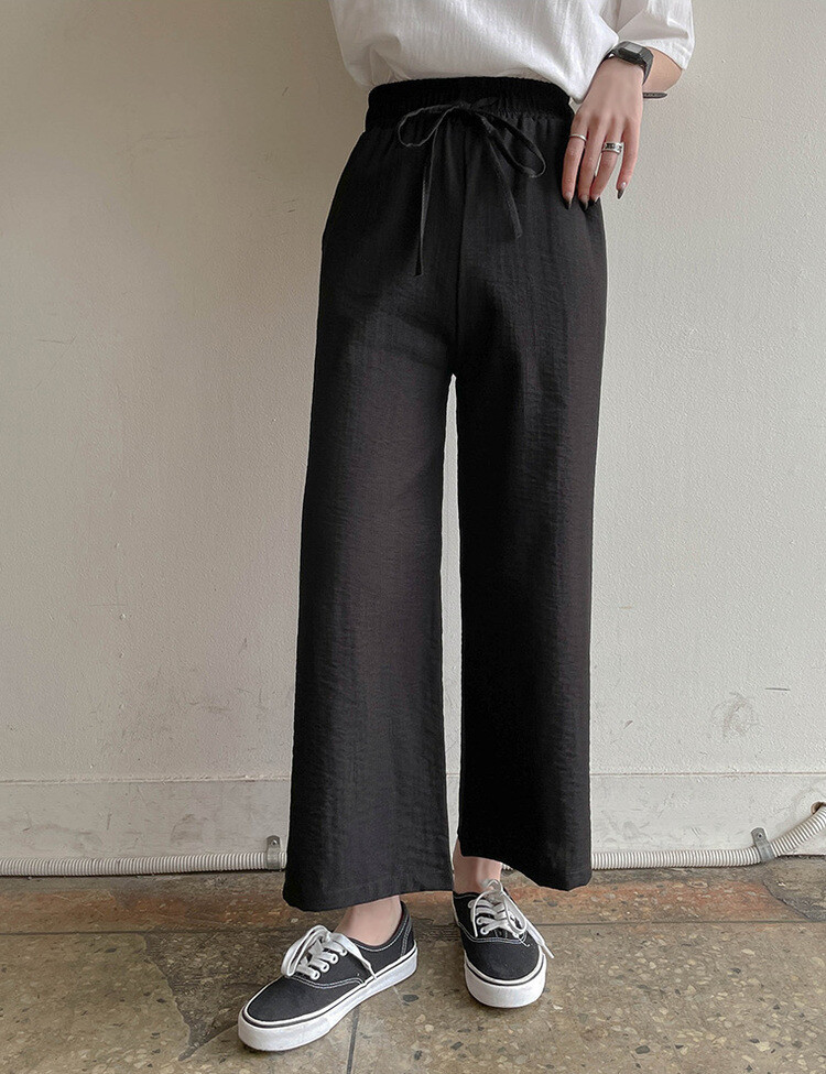 [기획]여름내내 시원해! 와이드 밴딩팬츠 150/160 블랙