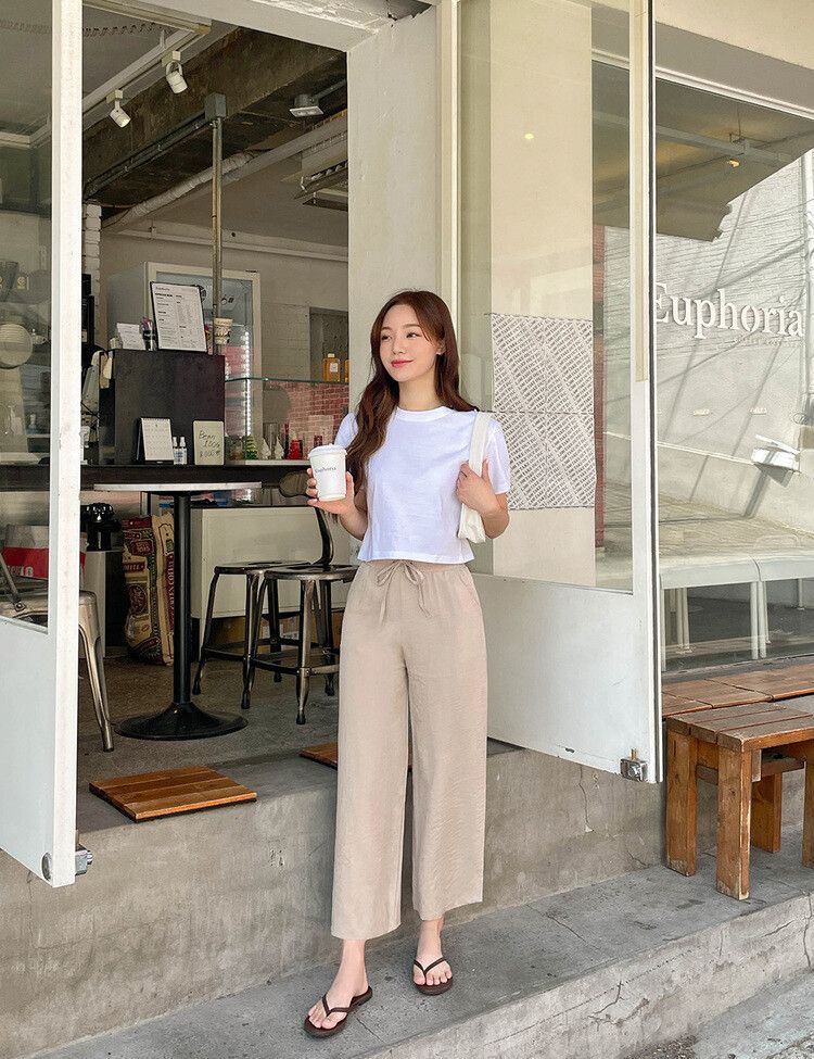 ワイドバンディングパンツ150/160 BEIGE