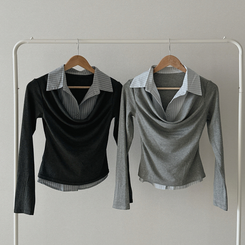 ドレープシャツレイヤード長袖Tシャツ