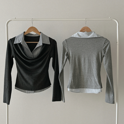 ドレープシャツレイヤード長袖Tシャツ