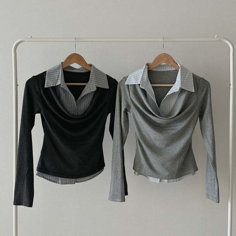 ドレープシャツレイヤード長袖Tシャツ