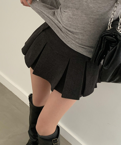 プリーツパンツインスカート GREY